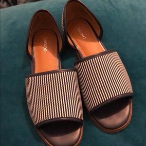 Lands End navy and white striped slides